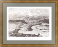 Сахалин, долина Дуэ. 1880г. Старинная гравюра - антикварный подарок