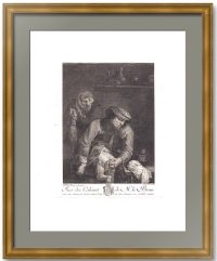 Обоняние (Неприятные отцовские обязанности). Брауэр/Леба. 1792г. Старинная гравюра