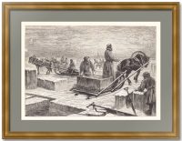 Заготовка льда на Неве. 1876г. Старинная гравюра