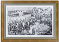 Лагерь под Красным селом. Кавалергарды. 1880г. Френц. Старинная гравюра