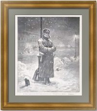 Полицейский на Невском проспекте. Ночное дежурство. 1884г. Бальдингер. Антикварная гравюра Полицейский на Невском проспекте. Ночное дежурство. 1884г. Бальдингер. Антикварная гравюра