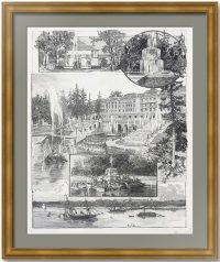 Петергоф, достопримечательности. 1888г. Тилли. Старинная гравюра Петергоф, достопримечательности. 1888г. Тилли. Старинная гравюра