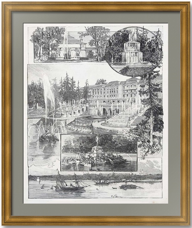 Петергоф, визит Вильгельма II. 1888г. Тилли. Старинная гравюра Петергоф, визит Вильгельма II. 1888г. Тилли. Старинная гравюра