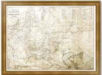 Карта железных дорог и водных сообщений. 1900г. Антикварный подарок железнодорожнику, логисту Карта железных дорог и водных сообщений. 1900г. Антикварный подарок железнодорожнику, логисту