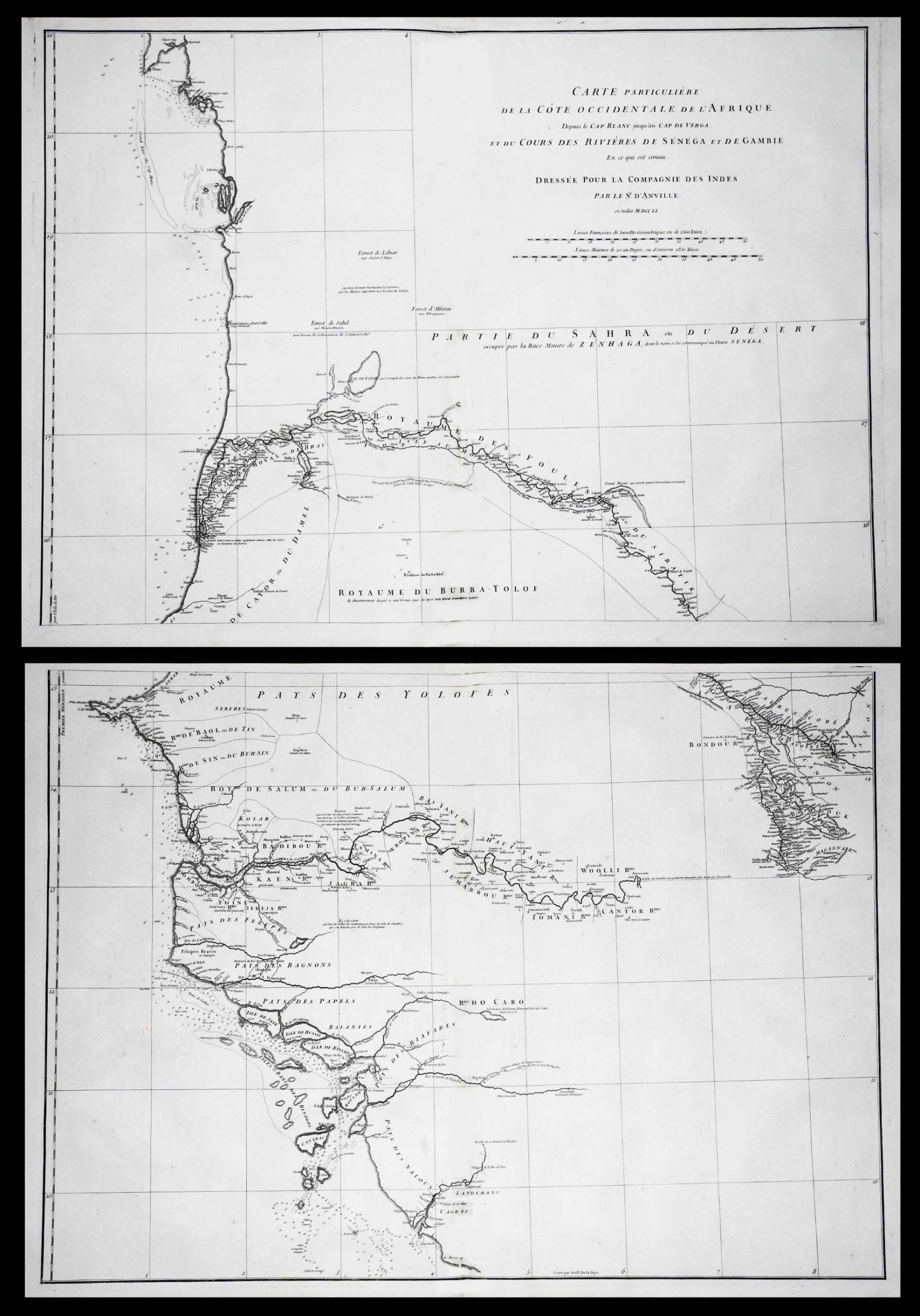 Подробная карта западного побережья Африки. 1751г. Антикварная карта. Д’Анвиль. Редкость! Подробная карта западного побережья Африки. 1751г. Антикварная карта. Д’Анвиль. Редкость!