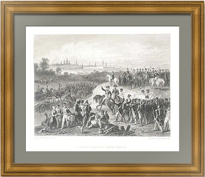 Наполеон перед Москвой в 1812 году. Шарпантье/Утвайт. 1836г. Старинная гравюра Наполеон перед Москвой в 1812 году. Шарпантье/Утвайт. 1836г. Старинная гравюра