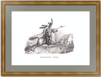 Донской казак на коне. 1824г.  Верне/Бродтман. Старинная оригинальная литография. 31x46
