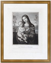 Святая Мария с младенцем Христом (Дева со звездой). 1840г. Пинтуриккьо/Леру. Старинная гравюра Святая Мария с младенцем Христом (Дева со звездой). 1840г. Пинтуриккьо/Леру. Старинная гравюра