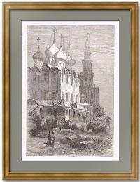 Новодевичий монастырь в Москве. 1867г. Мойне. Лист 30х21. Старинная гравюра