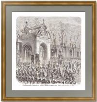 Освящение часовни в Летнем саду Петербурга. Богданов. 1867г. Старинная гравюра