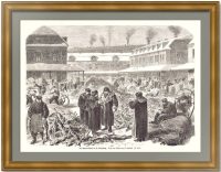 Апраксин двор в Петербурге зимой. 1874г. Антикварная гравюра