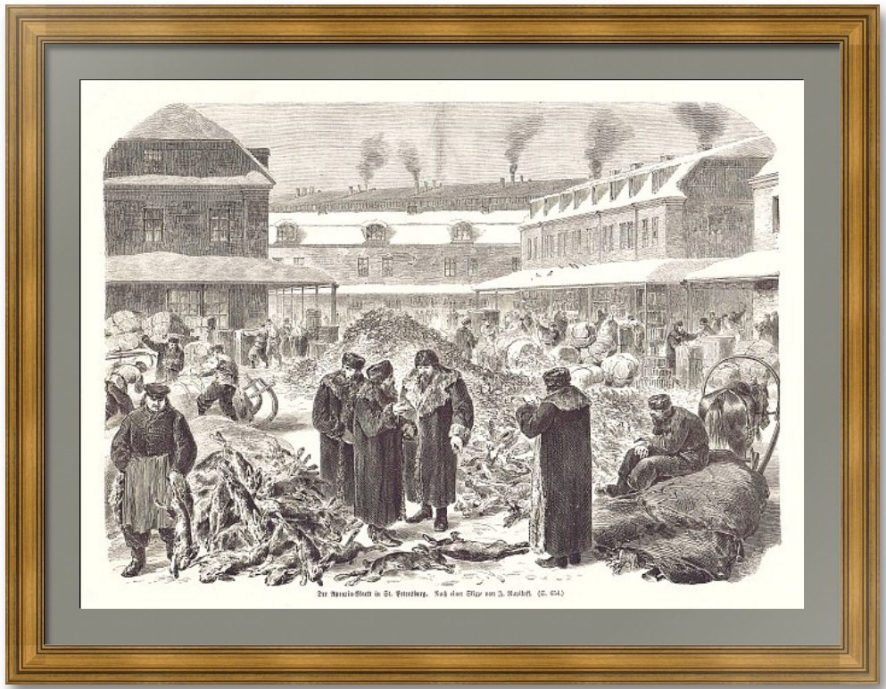 Апраксин двор в Петербурге зимой. 1874г. Антикварная гравюра Апраксин двор в Петербурге зимой. 1874г. Антикварная гравюра