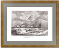 Аян, порт в Охотском море. 1880г. Старинная гравюра. Вебер/Хильдибранд. Антикварный подарок