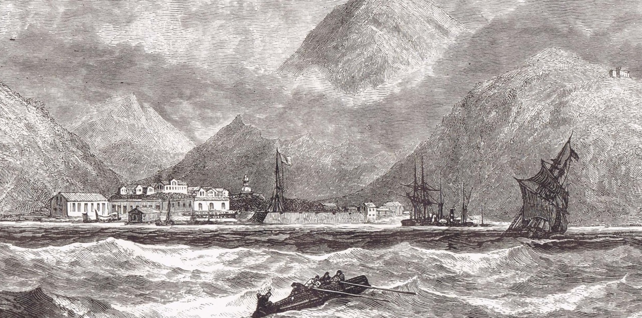 Аян, порт в Охотском море. 1880г. Старинная гравюра. Вебер/Хильдибранд. Антикварный подарок Аян, порт в Охотском море. 1880г. Старинная гравюра. Вебер/Хильдибранд. Антикварный подарок