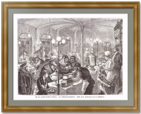 Привокзальный ресторан на русско-германской границе. 1884г. Антикварная гравюра Привокзальный ресторан на русско-германской границе. 1884г. Антикварная гравюра