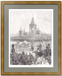 Москва, церемония открытия памятника Александру II 1898г . Старинная оригинальная гравюра