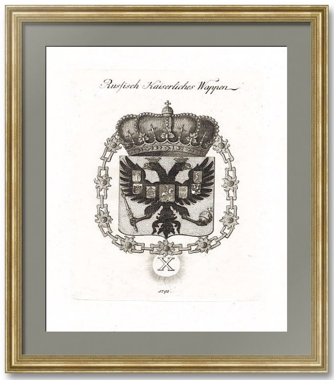Российский императорский герб. 1791г. Старинная гравюра Российский императорский герб. 1791г. Старинная гравюра