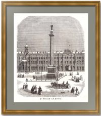 Александровская колонна и Зимний дворец. 1857г. Старинная гравюра - антикварный подарок Александровская колонна и Зимний дворец. 1857г. Старинная гравюра - антикварный подарок