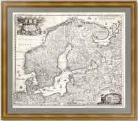 Россия северная и Скандинавия. 1680г. Питт/Ваесберге. Старинная редкая карта - антикварный подарок. Книжный памятник Россия северная и Скандинавия. 1680г. Питт/Ваесберге. Старинная редкая карта - антикварный подарок. Книжный памятник