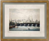 Вид Кремля и моста. Индейцев. Дациаро. 1840г. Редкая старинная литография. Лист 38x55. Вид Кремля и моста. Индейцев. Дациаро. 1840г. Редкая старинная литография. Лист 38x55.