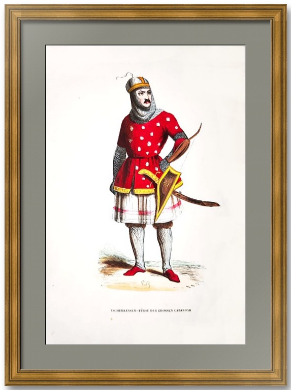 Черкесы - Князь Большой Кабарды. 1854г. Старинная гравюра - антикварный подарок Черкесы - Князь Большой Кабарды. 1854г. Старинная гравюра - антикварный подарок