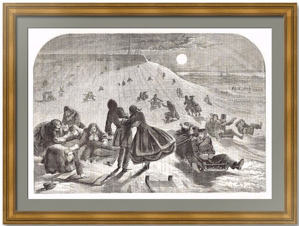 Русские забавы - катание с горки. 1866г. Оригинальная старинная гравюра Русские забавы - катание с горки. 1866г. Оригинальная старинная гравюра