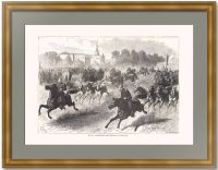 Парад пожарных в Санкт-Петербурге. 1876г. Старинная гравюра - антикварный подарок пожарному, сотруднику МЧС Парад пожарных в Санкт-Петербурге. 1876г. Старинная гравюра - антикварный подарок пожарному, сотруднику МЧС