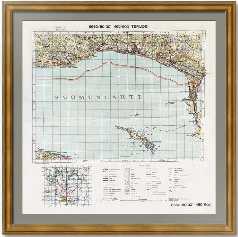 Зеленогорск и Кронштадт. 1937г. Оригинальная историческая карта Зеленогорск и Кронштадт. 1937г. Оригинальная историческая карта