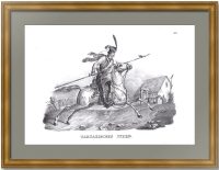 Донской казак на коне. 1824г.  Верне/Бродтман. Старинная оригинальная литография. 31x46