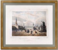 Вид Красной площади. 1847г. Арну/Дациаро. Редкая старинная литография. Лист 38x55