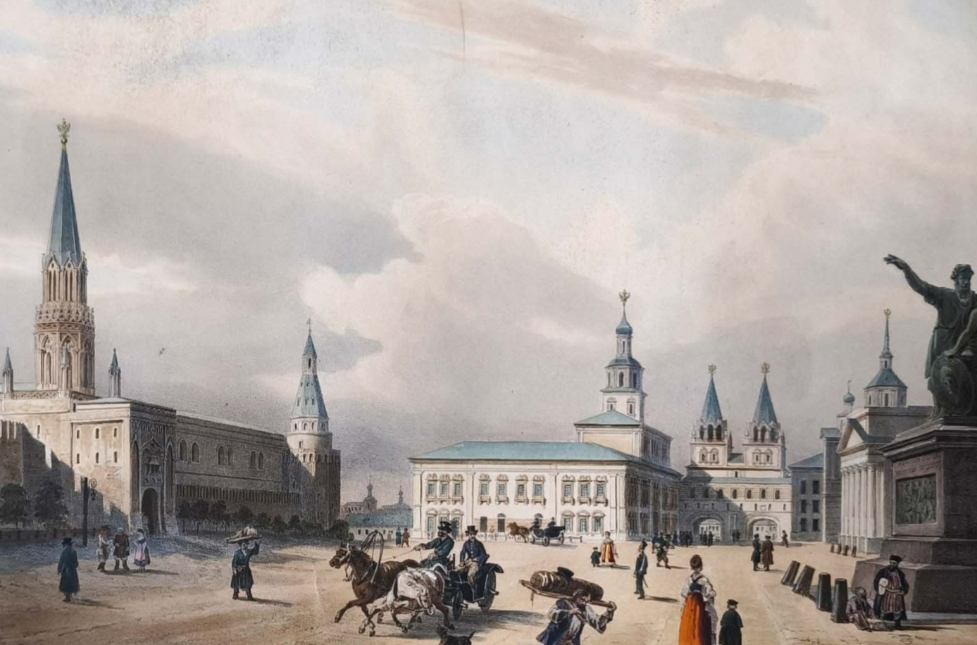 Вид Красной площади. 1847г. Арну/Дациаро. Редкая старинная литография. Лист 38x55 Вид Красной площади. 1847г. Арну/Дациаро. Редкая старинная литография. Лист 38x55