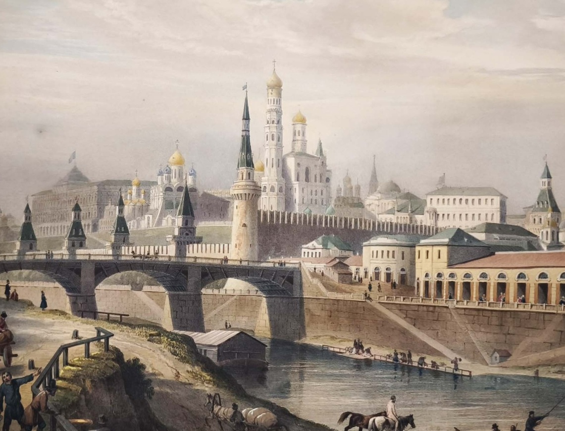 Общий вид Кремля. 1847г. Бишебуа/Дациаро. Редкая старинная литография. Лист 38x55. Общий вид Кремля. 1847г. Бишебуа/Дациаро. Редкая старинная литография. Лист 38x55.