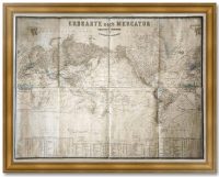 Карта Земли по Меркатору, Россия на трёх континентах. 1850