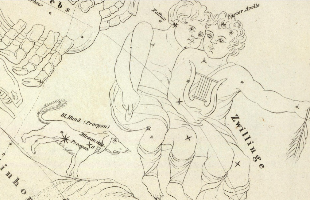 Знаки зодиака, южная небесная сфера. Карта звёздного неба. 1855г. Знаки зодиака, южная небесная сфера. Карта звёздного неба. 1855г.