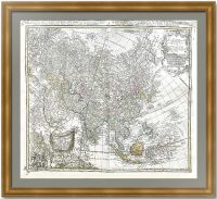 Азия 2. 1744г. Хасе/Бём. Старинная редкая гравированная карта. Антикварный ВИП подарок Азия 2. 1744г. Хасе/Бём. Старинная редкая гравированная карта. Антикварный ВИП подарок