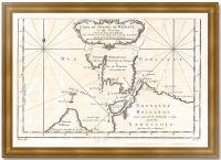 Пролив Нассау (Югорский Шар или Вайгачский пролив). 1758г. Старинная оригинальная карта