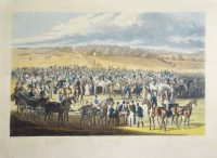 Скачки в Эпсоме. Поллард/Хант. Старинная акватинта. 1836г.
