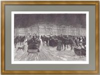Зимний дворец зимой. 1890г. Лакербауэр/Хюйот. Старинная гравюра