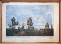 Чесменское сражение. 1770г. Суэйн/Лейзельт. Старинная гравюра, акварель.
