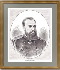 Александр III. Портрет. 1881г. Старинная оригинальная гравюра по Левицкому.