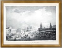 Вид Торговой (Красной) площади в Москве. 1825г. Старинная литография. Кадоль/Деруа. 46x63!
