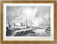 Вид на Кремль с Каменного моста. 1825г. Старинная литография. Кадоль/Фрагонар. 46x63!