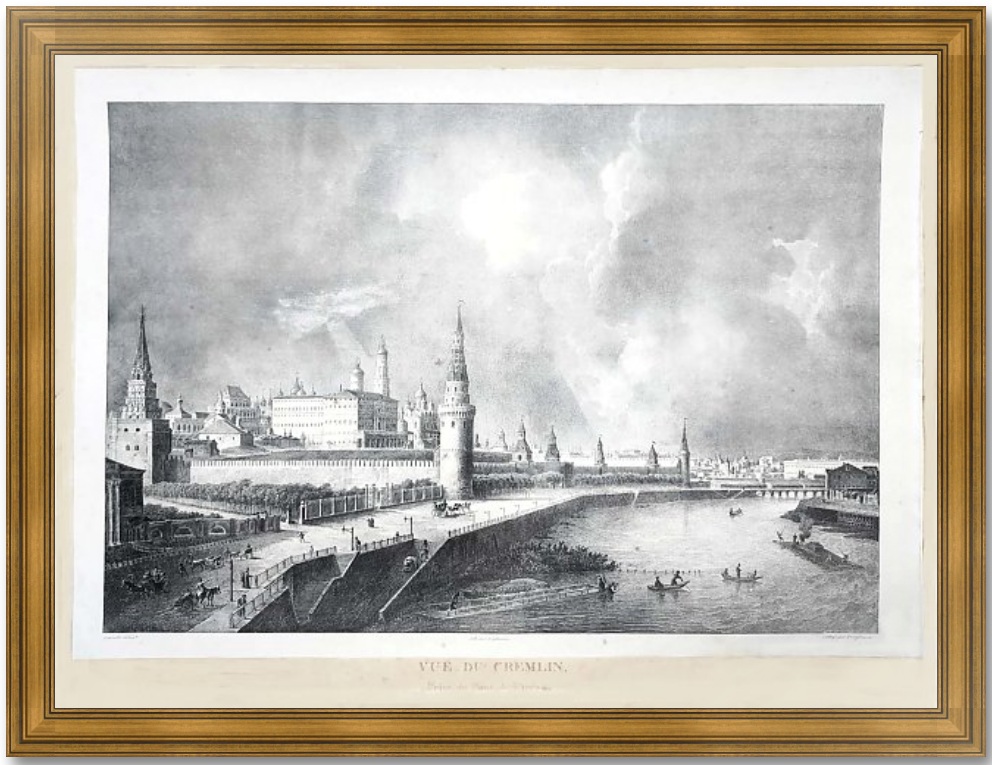 Вид на Кремль с Каменного моста. 1825г. Старинная литография. Кадоль/. 46x63! Вид на Кремль с Каменного моста. 1825г. Старинная литография. Кадоль/. 46x63!