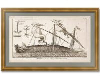 Галера "Ла Реаль". История кораблестроения. 1787г. Бенар. Антикварная гравюра Галера "Ла Реаль". История кораблестроения. 1787г. Бенар. Антикварная гравюра