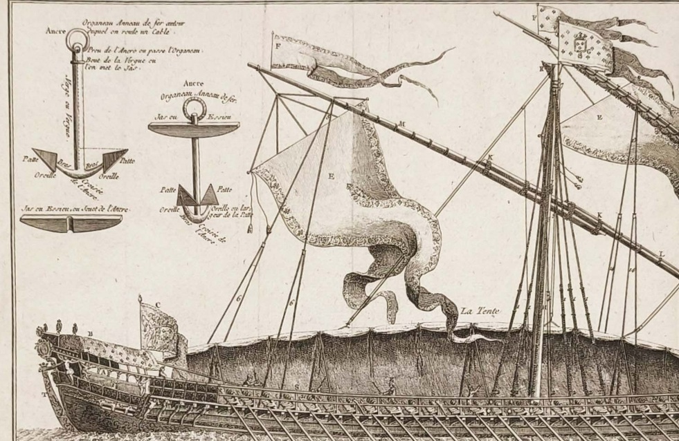 Галера "Ла Реаль". История кораблестроения. 1787г. Бенар. Антикварная гравюра Галера "Ла Реаль". История кораблестроения. 1787г. Бенар. Антикварная гравюра