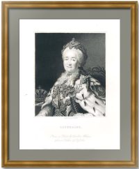 Екатерина II. (2) Портрет. 1853г. Рослин/Вудман. Старинная гравюра. Музейный экземпляр Екатерина II. (2) Портрет. 1853г. Рослин/Вудман. Старинная гравюра. Музейный экземпляр