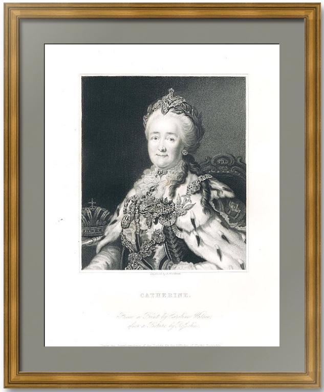 Екатерина II. (2) Портрет. 1853г. Рослин/Вудман. Старинная гравюра. Музейный экземпляр Екатерина II. (2) Портрет. 1853г. Рослин/Вудман. Старинная гравюра. Музейный экземпляр