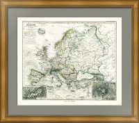 Европа, а также Монблан и Казбек. 1882г. Старинная карта Европа, а также Монблан и Казбек. 1882г. Старинная карта