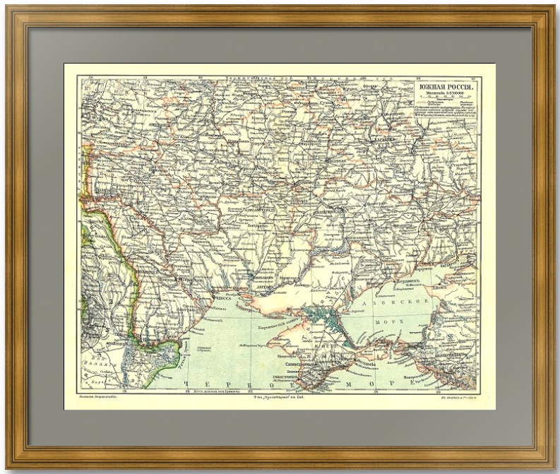 Крым, Малороссия, Южная Россия. Старинная карта. 1896г. «Просвещение» Крым, Малороссия, Южная Россия. Старинная карта. 1896г. «Просвещение»
