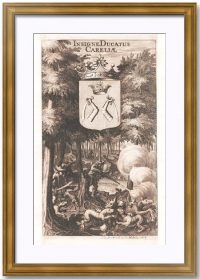 Карелия. Герб и образ. 1714г. Старинная гравюра. Редкость.